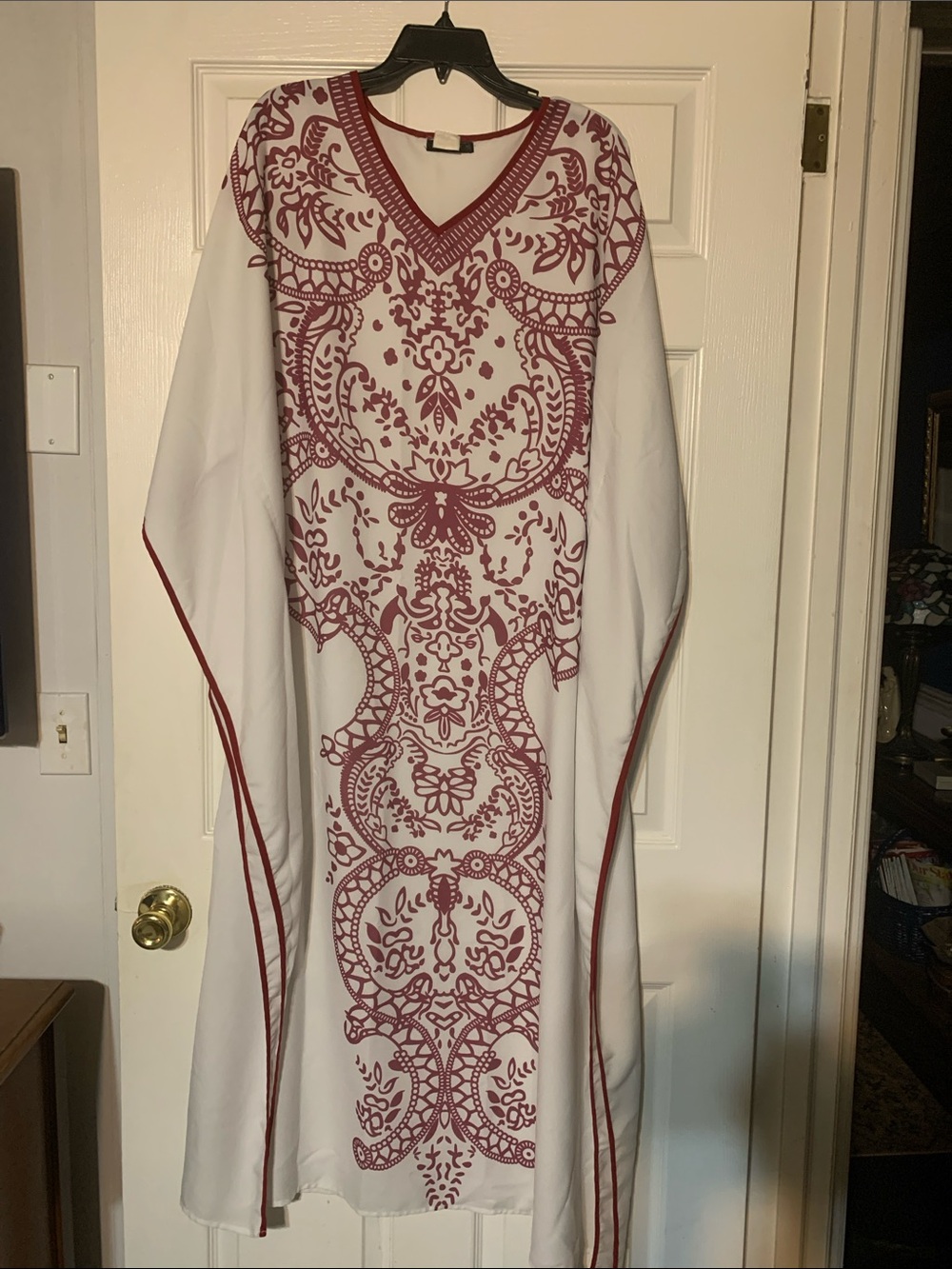 White Red Kaftan Resort Wear Moroccan Bohemian Caftan